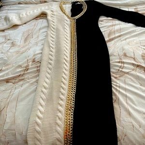 Black/White chained sweater dress